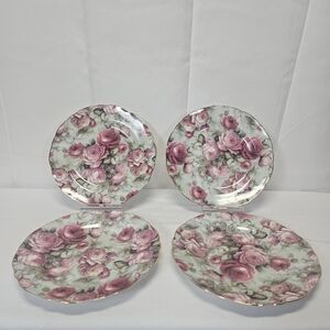 Grace's Teaware Floral Rose 7.5" Bone China Plate Set Of 4